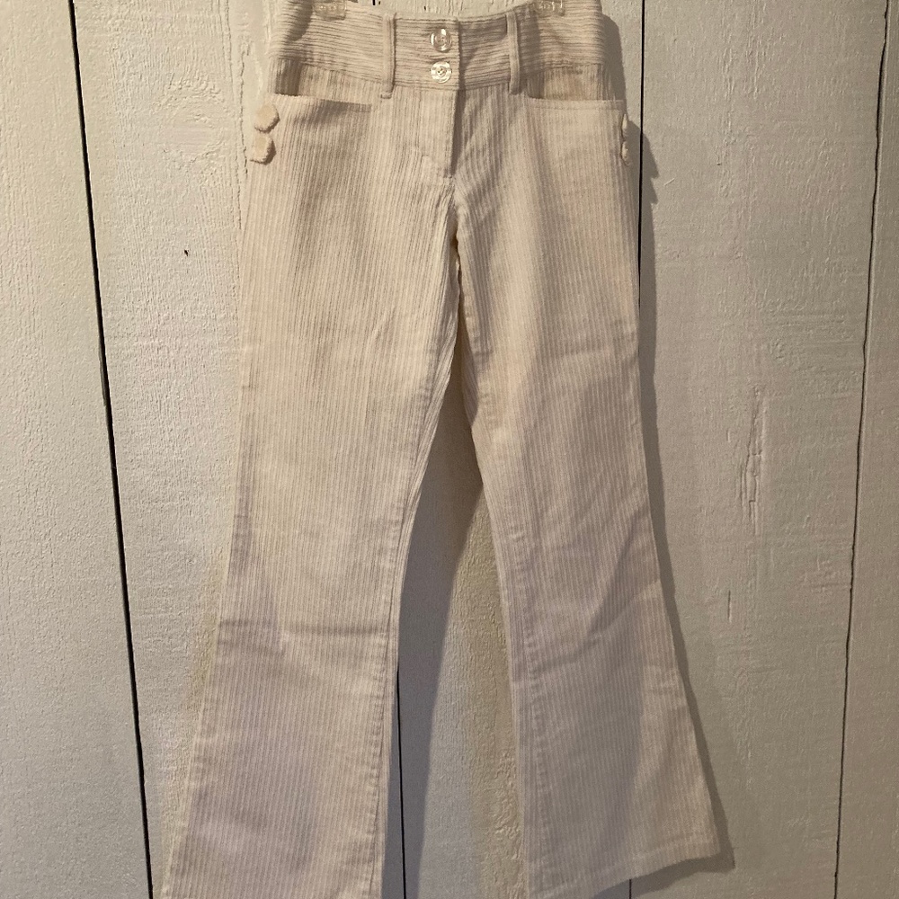 Bebe Corduroy Pants Off White Size 0-4 NWOT